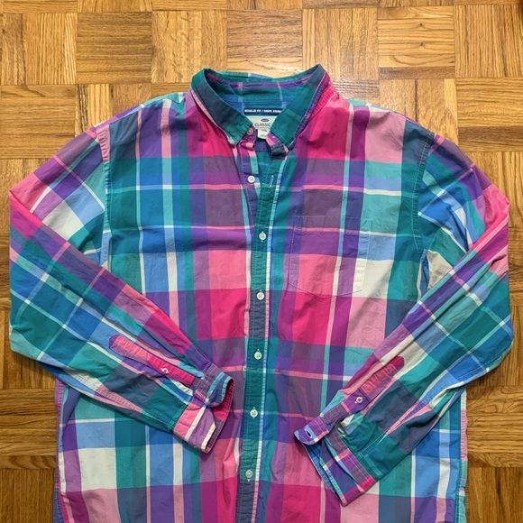 Turquoise/Pink Button Down Shirt - XXL - Picture 1 of 4